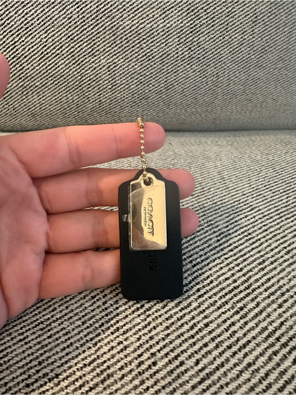 Authentic Coach Black Leather & Gold Metal Hangtag Bag Charm Key Chain Replaceme